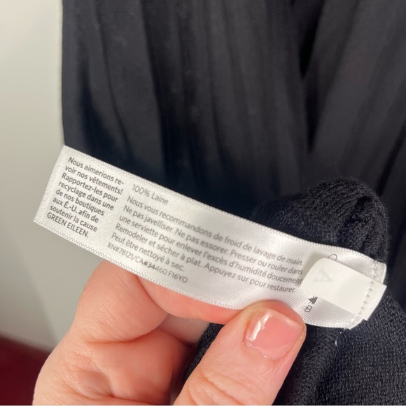 Eileen Fisher Black Wool Italian Yarn lightweight scoop neck dress - Picture 6 of 8